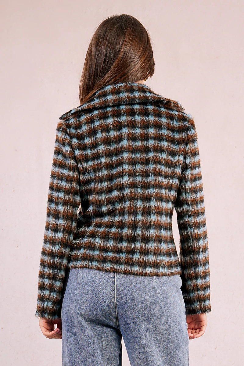 Textured Plaid Coat