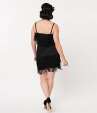 Load image into Gallery viewer, Black Tiered Flapper Dress