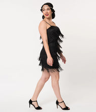 Load image into Gallery viewer, Black Tiered Flapper Dress