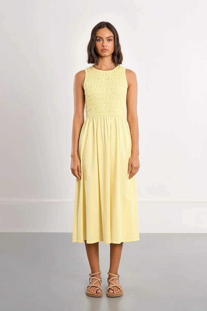 Yellow Smocked Cotton Dress