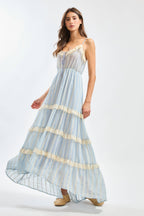 Lace Maxi Dress with Layered Ruffle