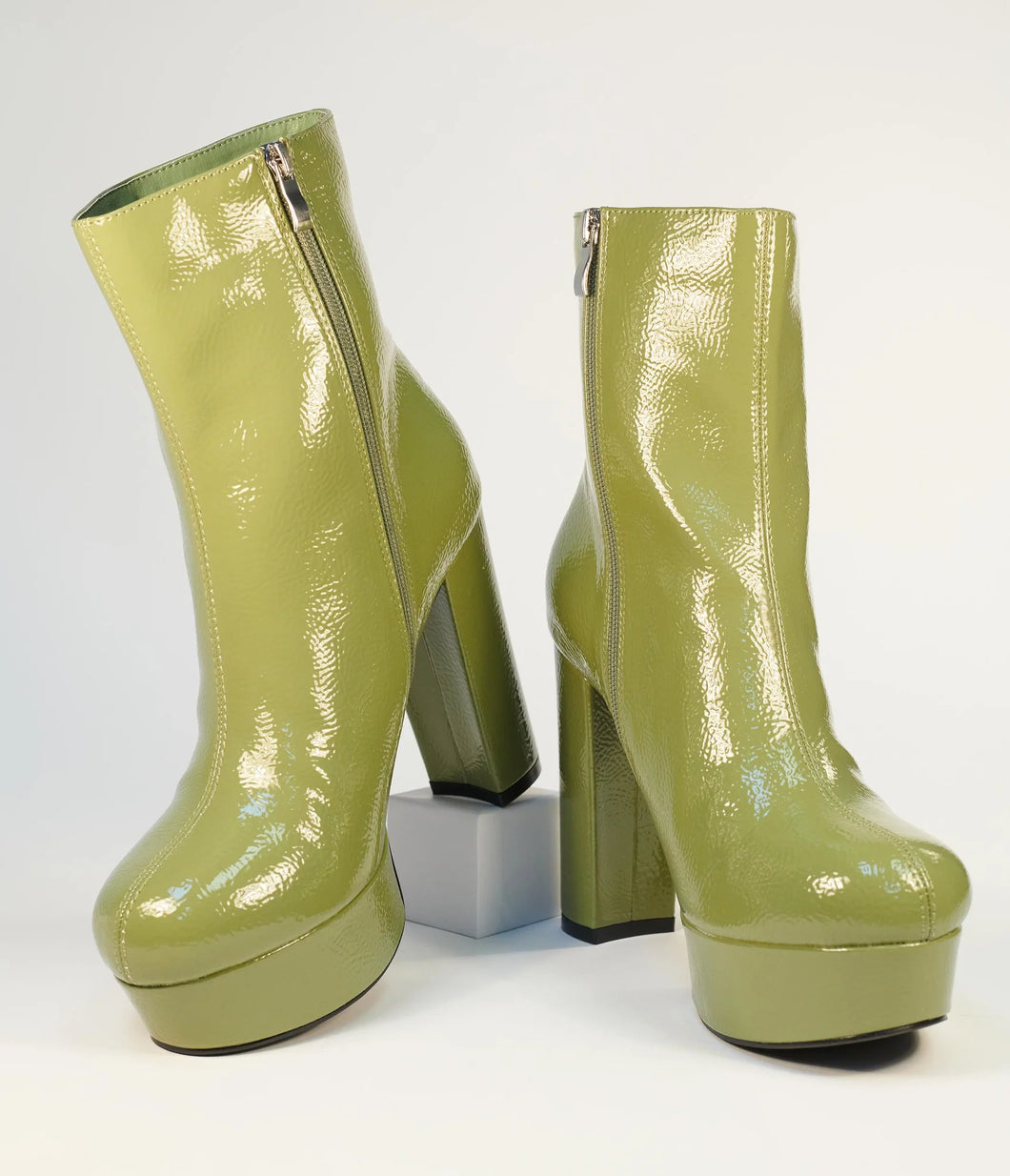 Avocado Green Platform Boots