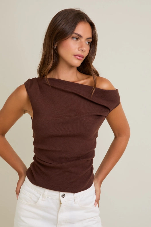Brown Asymmetrical Top