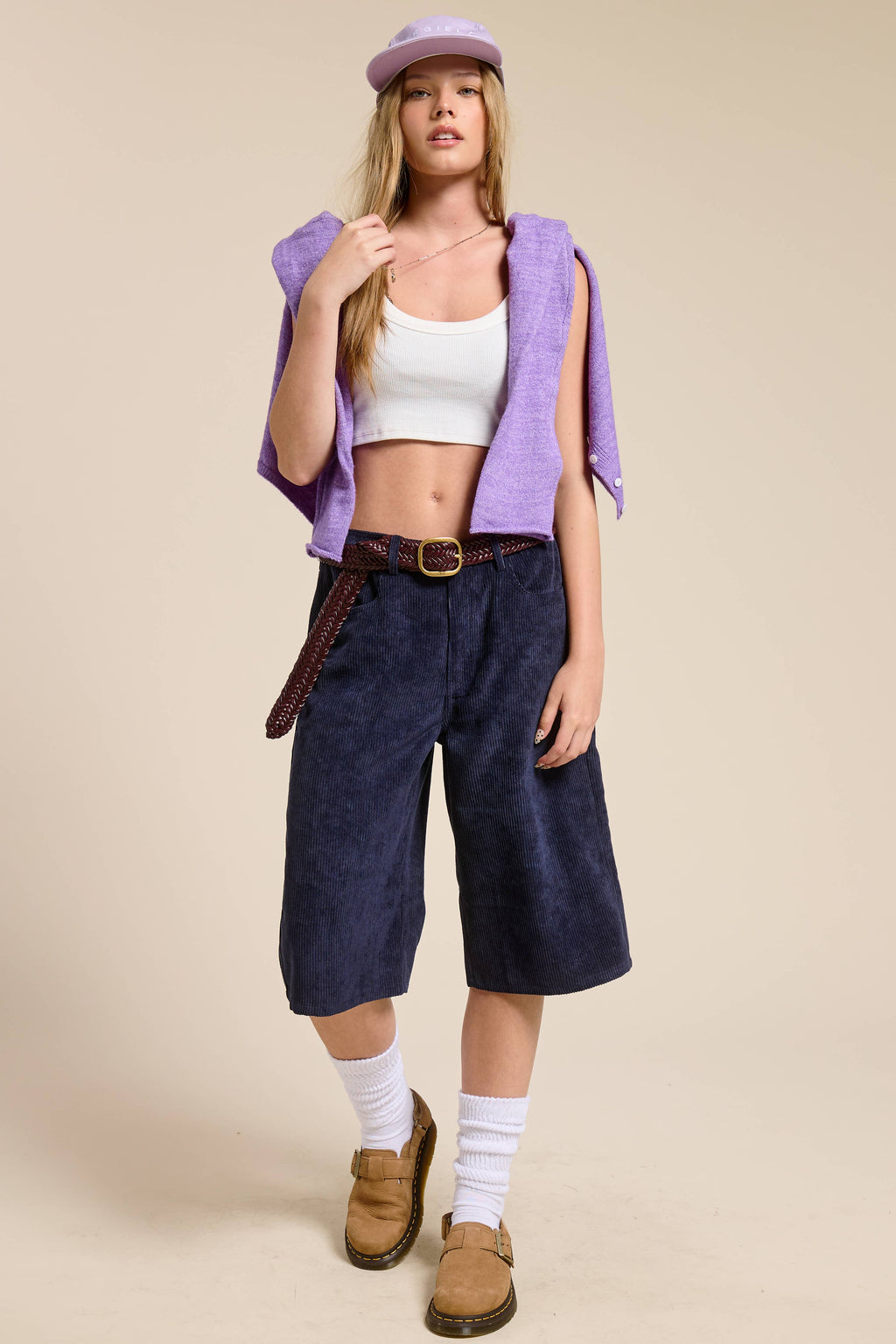 Corduroy Culotte Bermuda Shorts