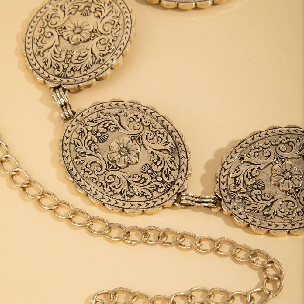 Floral Concho Western Chain Belt