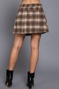 Pleats Detail Plaid Skirt