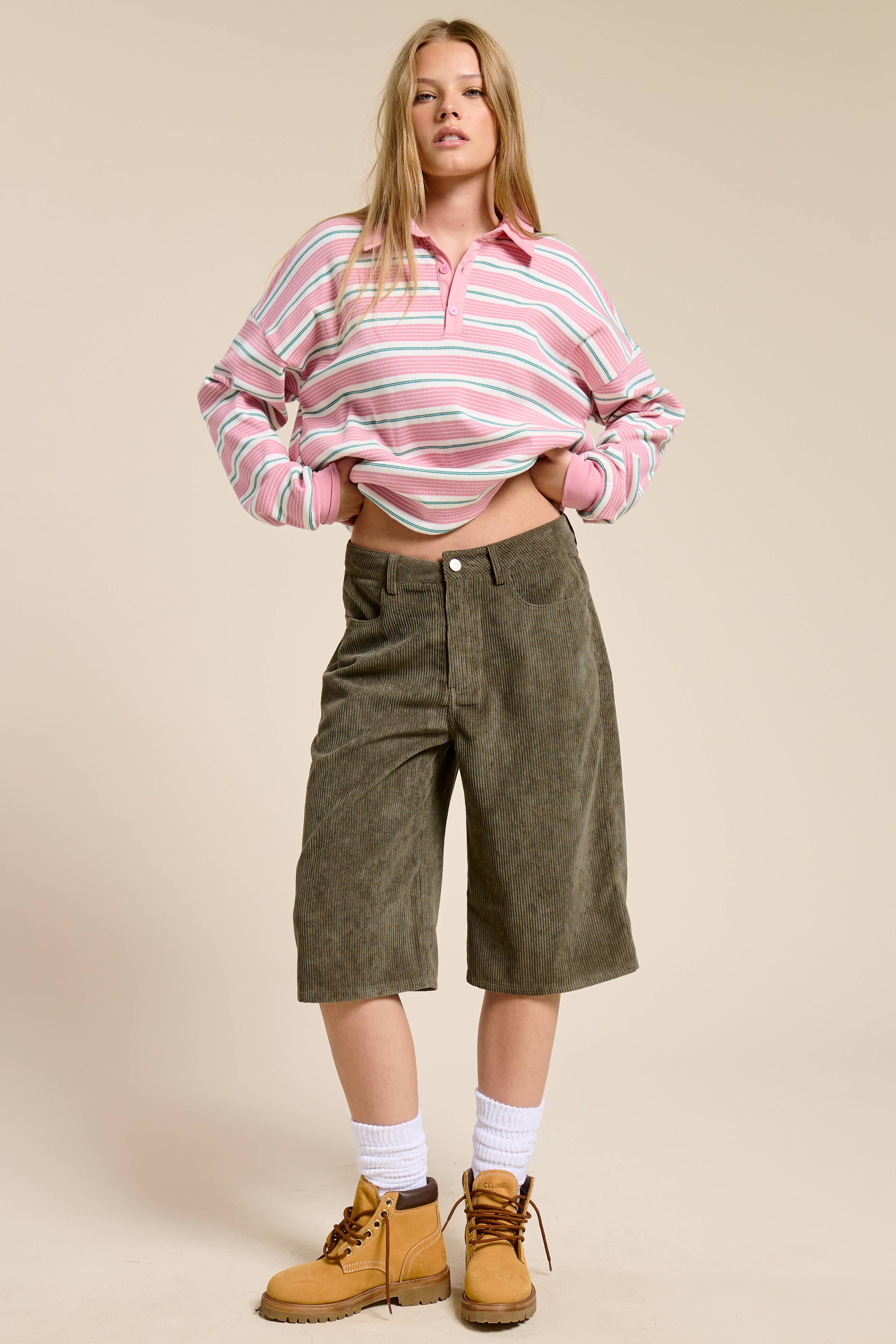 Corduroy Culotte Bermuda Shorts