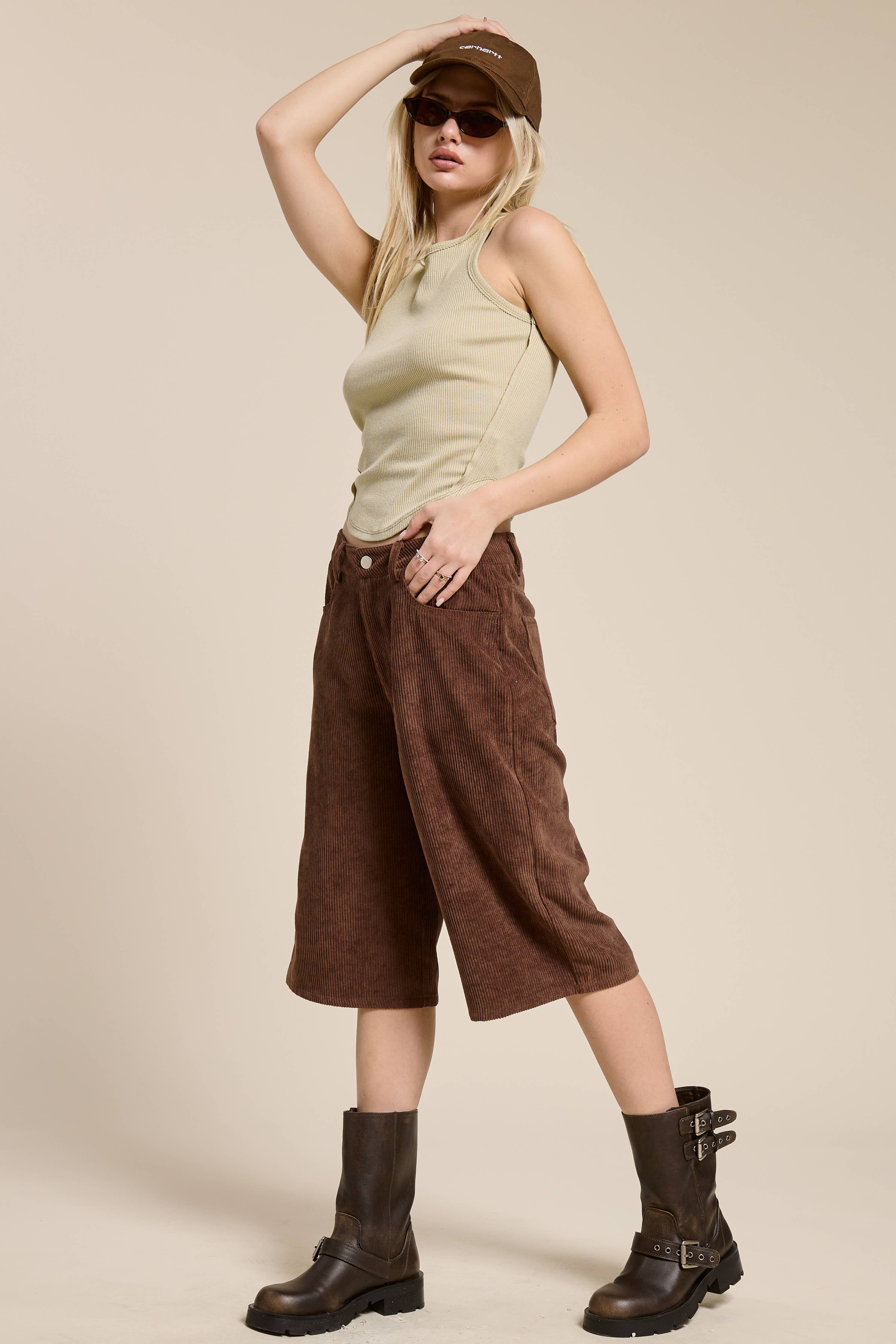 Corduroy Culotte Bermuda Shorts