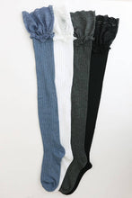 Load image into Gallery viewer, Lace Trimmed Knee-High Socks