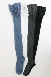 Lace Trimmed Knee-High Socks
