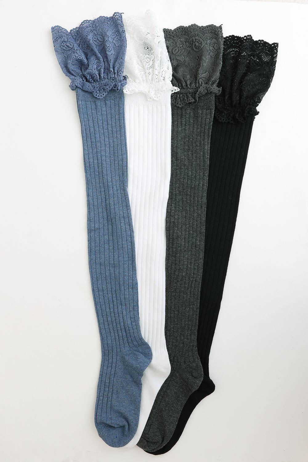 Lace Trimmed Knee-High Socks