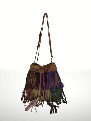Patchwork Fringe Suede Bag