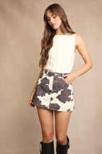 COW PRINT MINI SKIRT