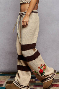 3D Embroidery Chenille Sweater Pants