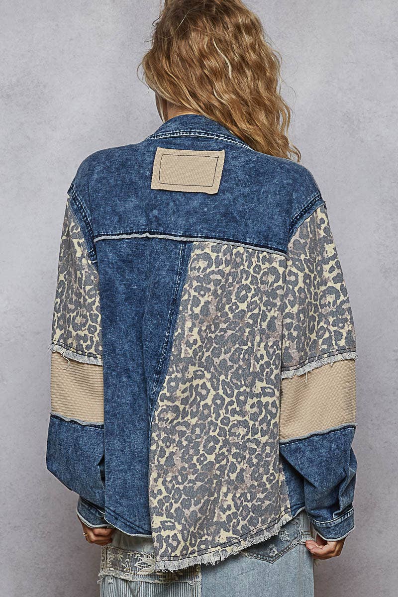 Long sleeve Contrast Animal Print jacket