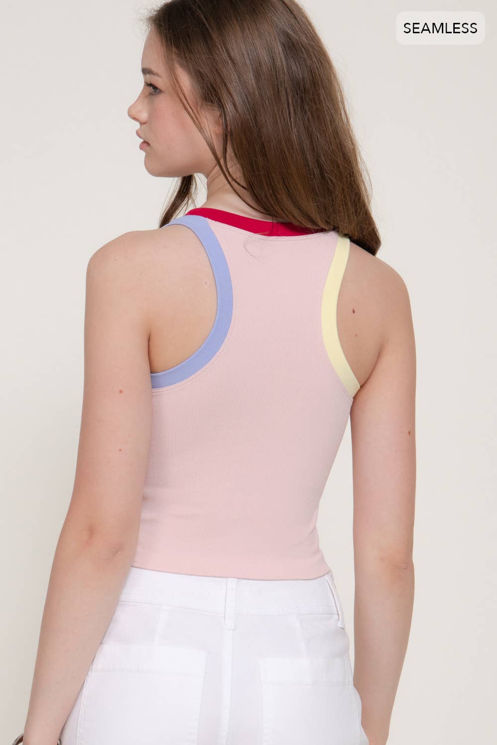 Sleeveless Contrast Detail Seamless Top