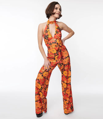 Pumpkin Floral Jumpsuit