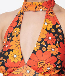 Pumpkin Floral Jumpsuit