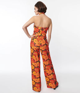 Pumpkin Floral Jumpsuit