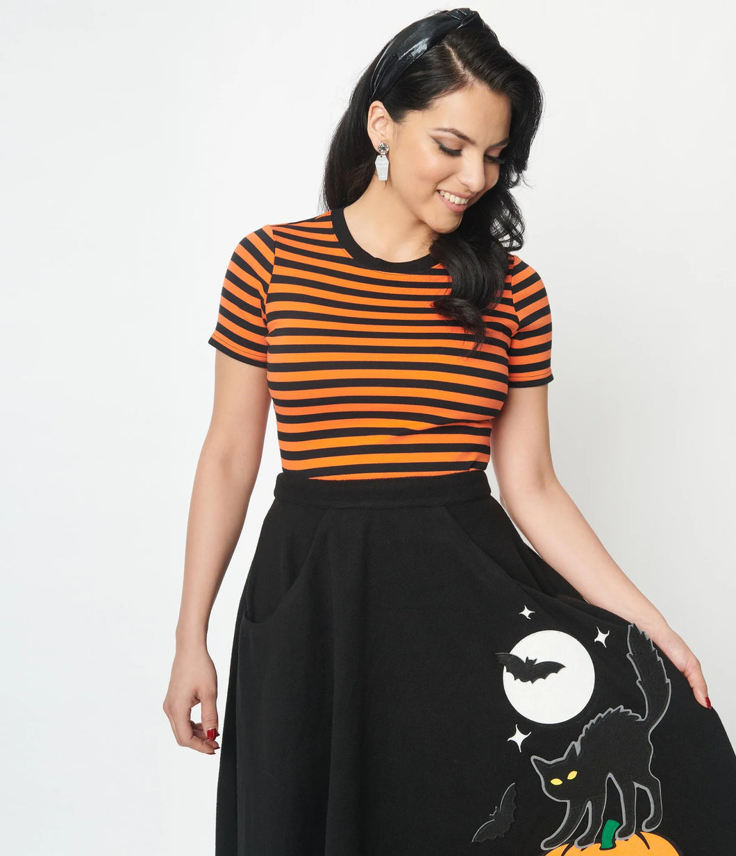 Orange & Black Striped Top