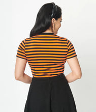 Load image into Gallery viewer, Orange &amp; Black Striped Top