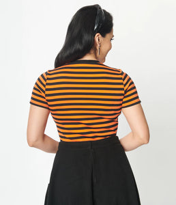 Orange & Black Striped Top