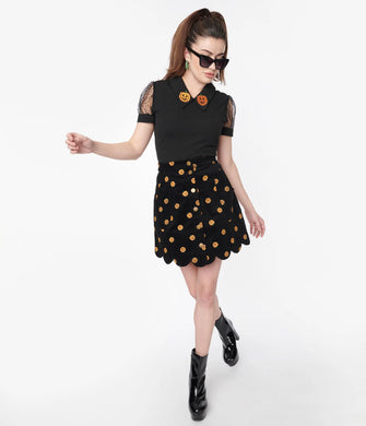 Pumpkin Corduroy Mini Skirt