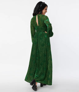 Green Spider Web Maxi Dress