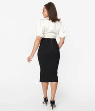 Load image into Gallery viewer, Puff Sleeve Split Wiggle Dress