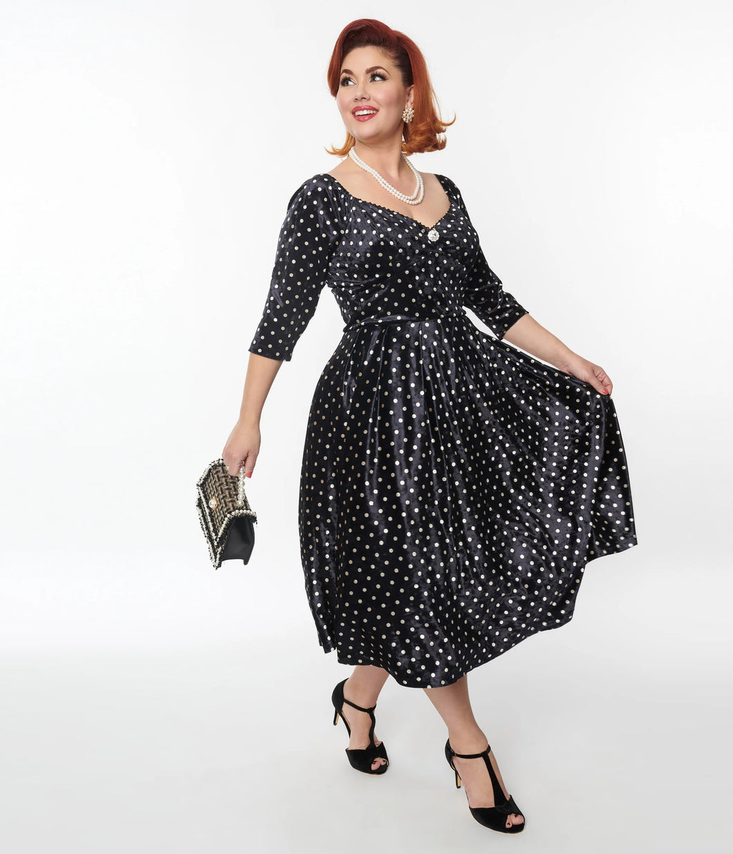 Polka Dot Velvet Lamar Dress