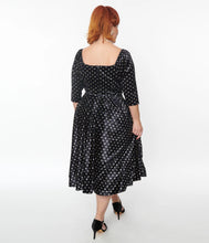 Load image into Gallery viewer, Polka Dot Velvet Lamar Dress