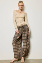 Plaid Barrel Leg Pants