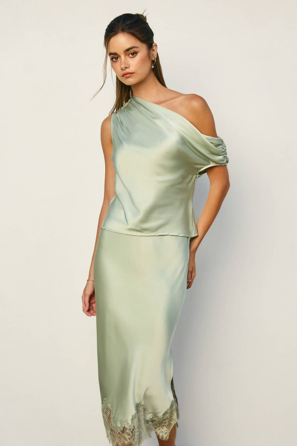 Satin Asymmetrical One Shoulder Top