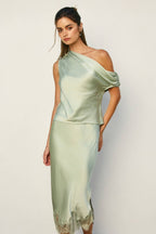 Satin Asymmetrical One Shoulder Top