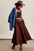 Textured Gingham Maxi Skirt