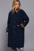 Contrast Collar Trench Coat
