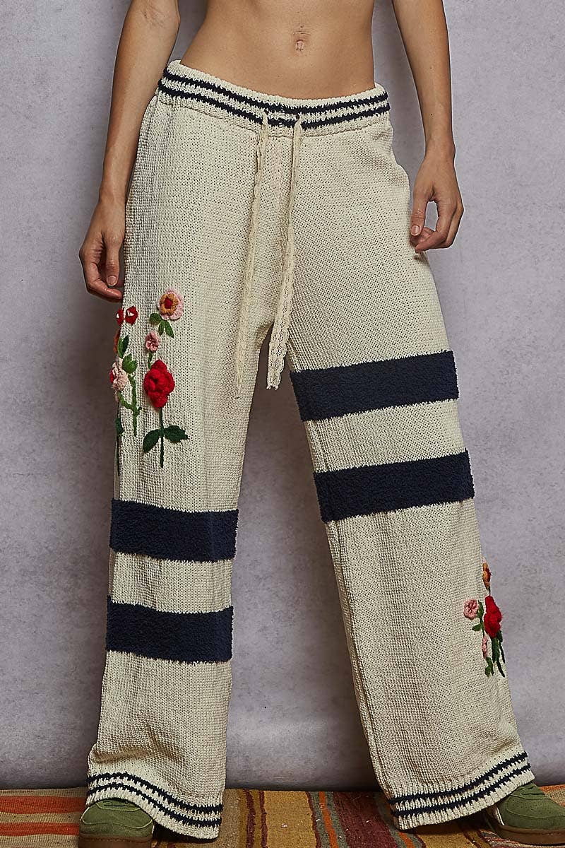 3D Embroidery Chenille Sweater Pants