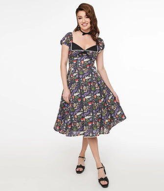 Spellbinding Print Swing Dress