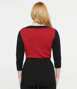 Burgundy Black Cat Sleeve Sweater