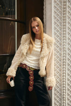 Faux Fur Trimmed Suede Jacket