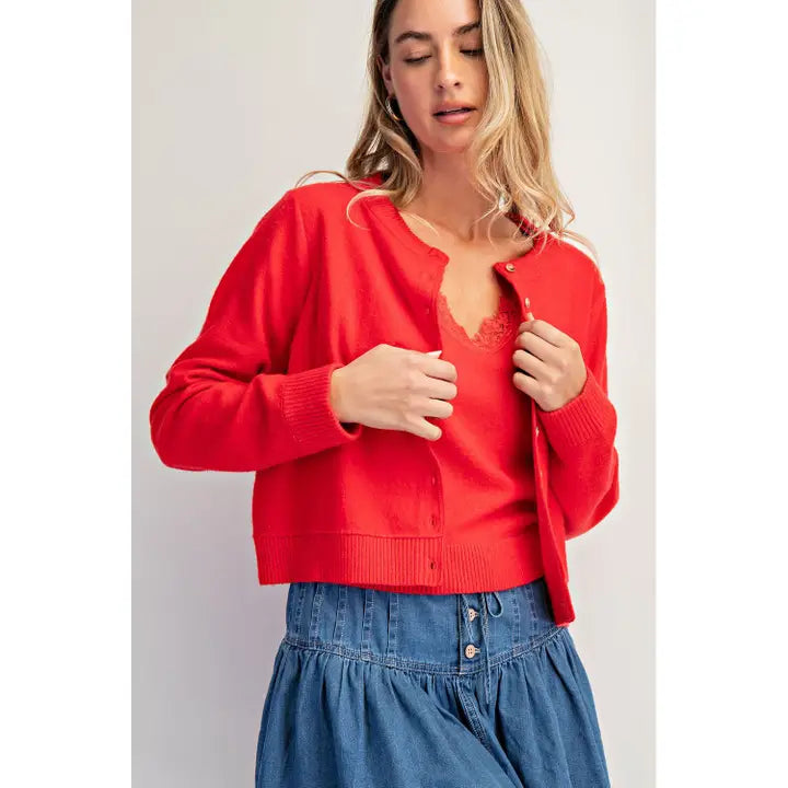 Solid Wool Blend Cardigan