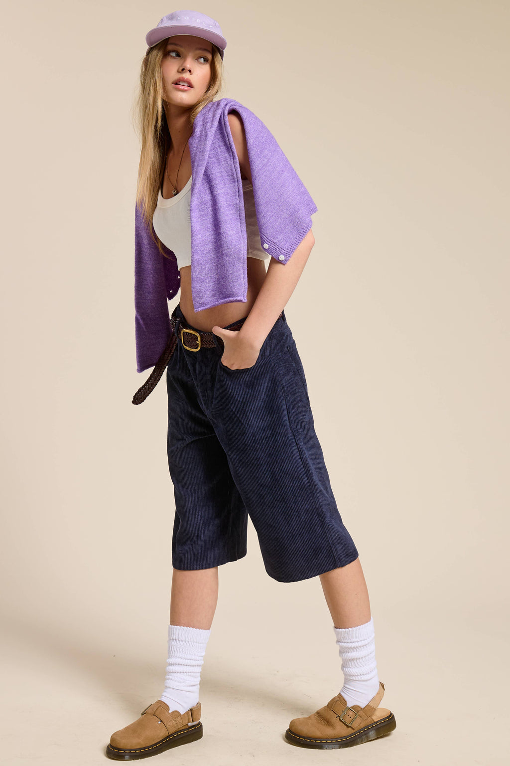 Corduroy Culotte Bermuda Shorts