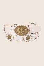 Oval Concho Disc Vegan Leather Link Belt