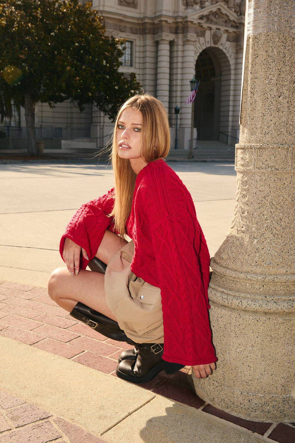 Wide Sleeve Cable Knit Sweater