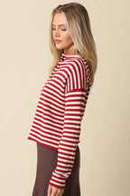 Elina Striped Collar Knit Top