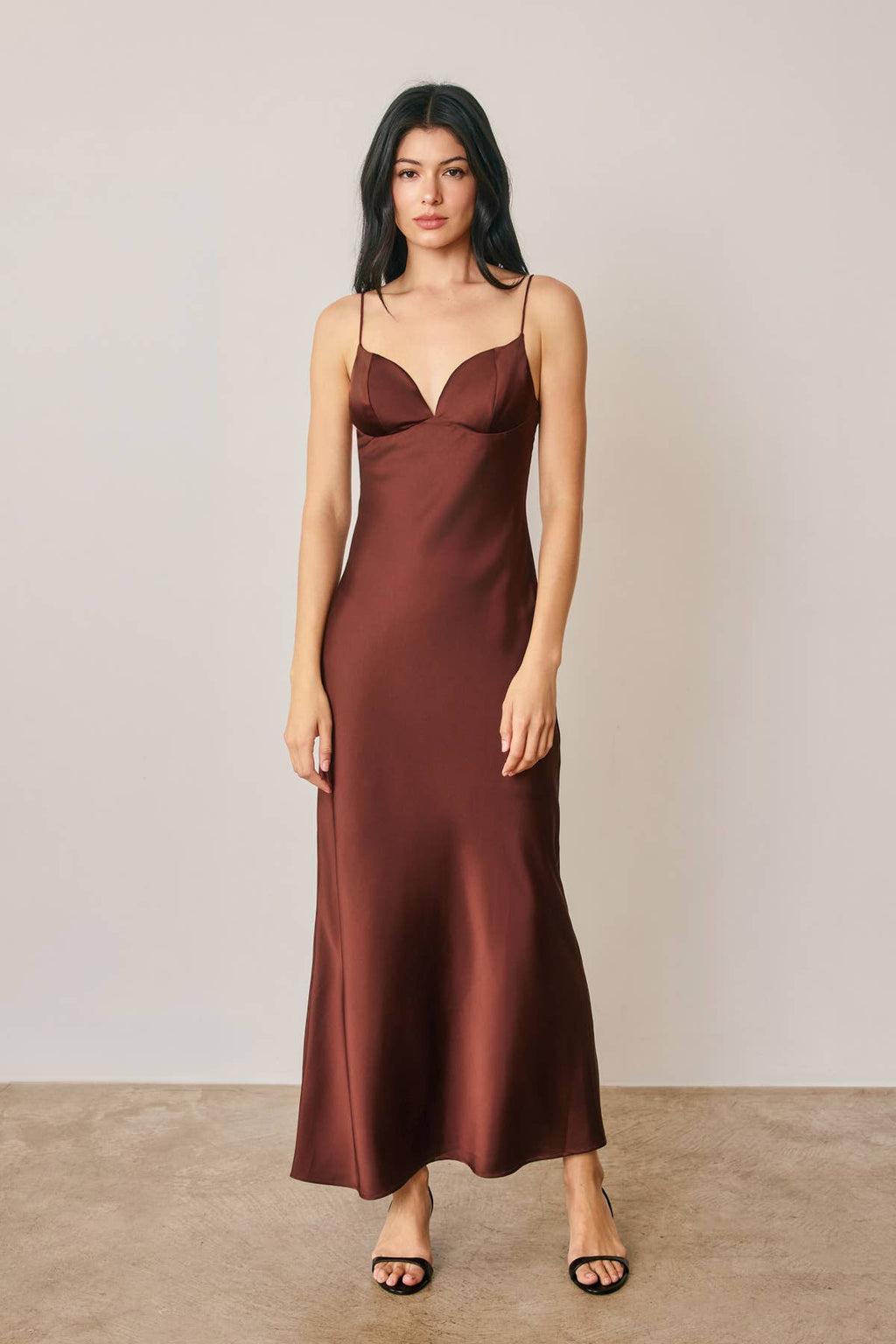 Satin Cup Detail Maxi Dress