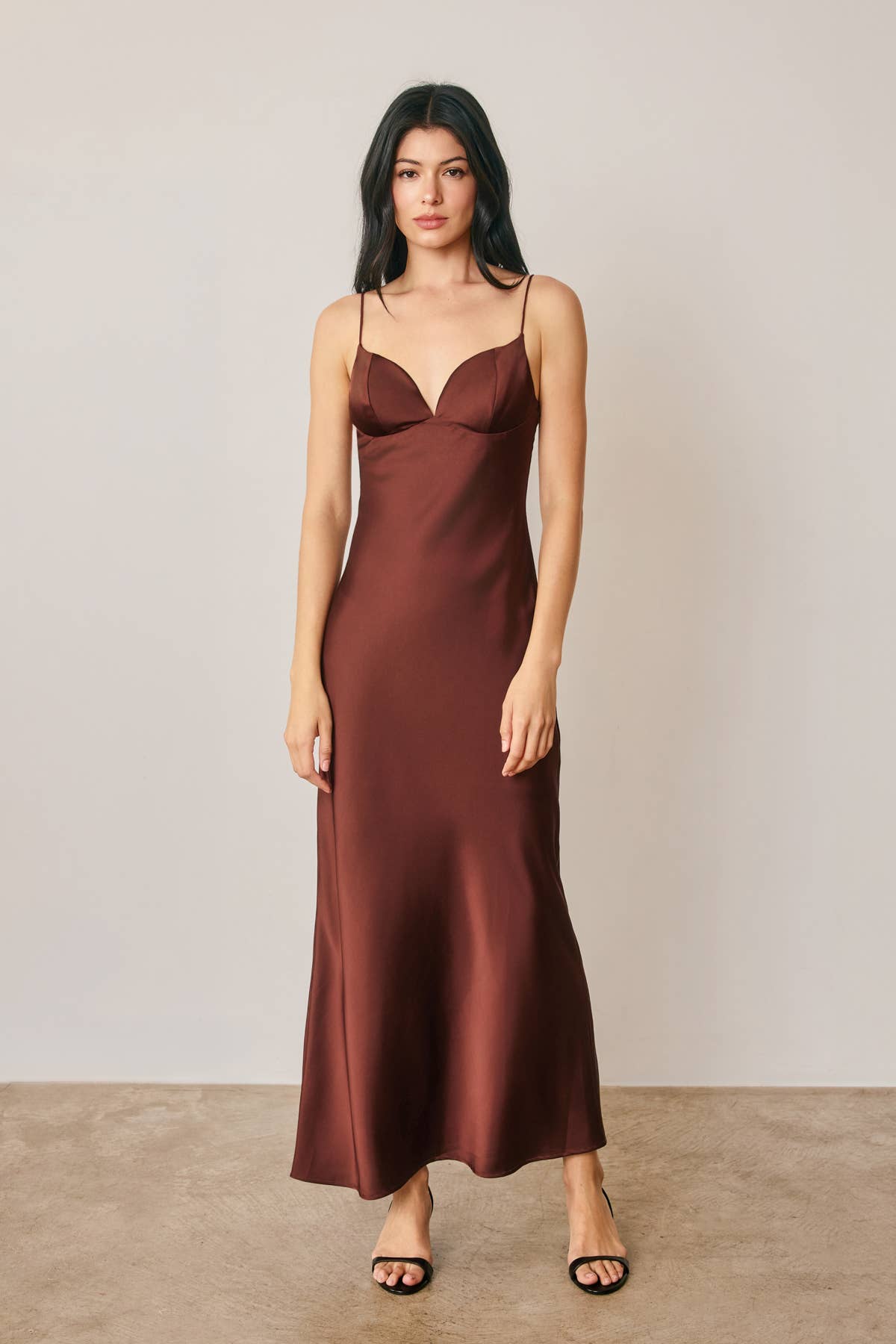 Satin Cup Detail Maxi Dress