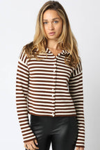 Elina Striped Collar Knit Top