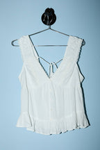 V-Neck Top with Lace Trim