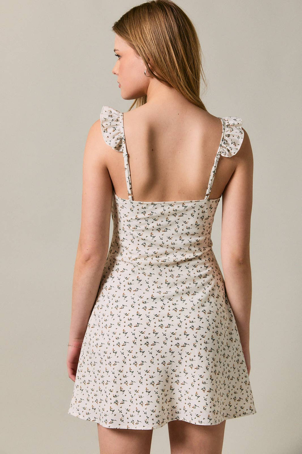 Ruffle Strap Floral Mini Dress